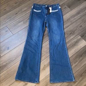 NWT Bebe Size 32 Ally High Waist Wide Leg Jeans